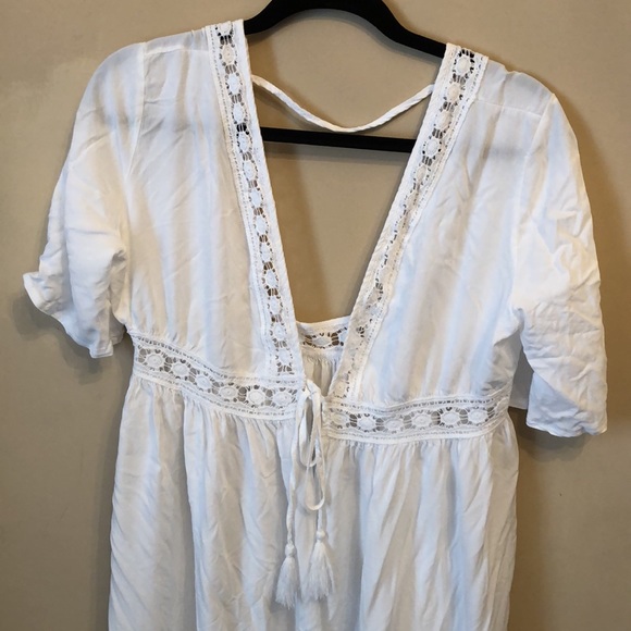 3/$15 Swim suit white lace tassel tie coverup - Picture 2 of 9